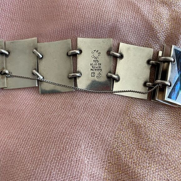 Sterling Silver and Abalone Bracelet Taxco Mexico - Picture 6 of 9